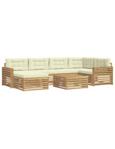Set di divani da esterno con cuscino 7 pcs Bianco e Crema 2