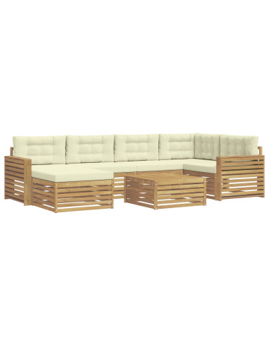 Set di divani da esterno con cuscino 7 pcs Bianco e Crema