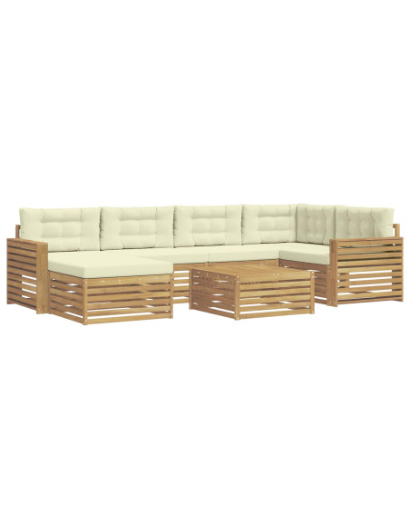 Set di divani da esterno con cuscino 7 pcs Bianco e Crema