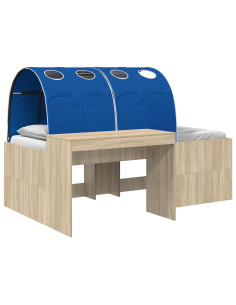 Letto con Tunnel 3 pz Rovere Artigianale e Blu 2