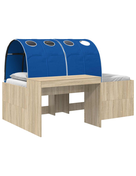 Letto con Tunnel 3 pz Rovere Artigianale e Blu