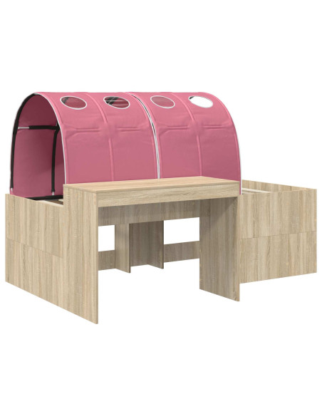 Letto con Tunnel 3 pz Rovere Artigianale e Rosa