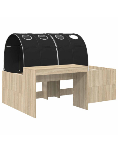 Letto con Tunnel 3 pz Rovere Artigianale e Nero