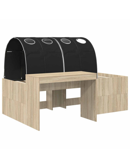 Letto con Tunnel 3 pz Rovere Artigianale e Nero