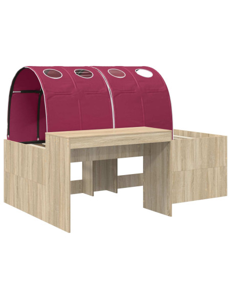 Letto con Tunnel 3 pz Rovere Sonoma e Rosso