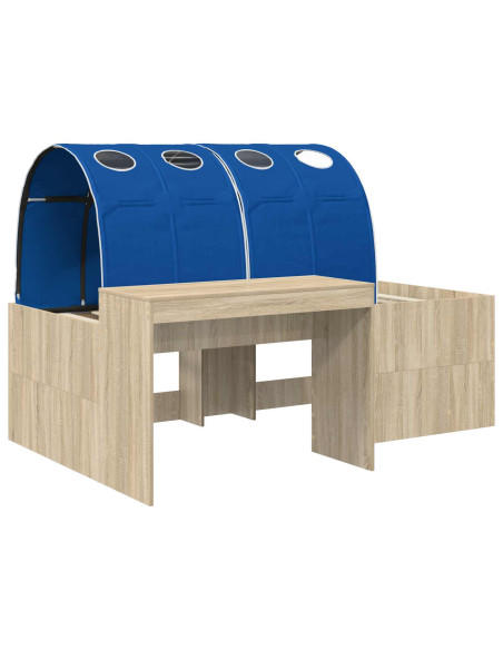 Letto alto per bambini con scrivania 3 pz Rovere Sonoma e Blu