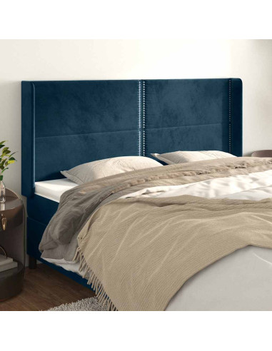 Testiera ad Orecchio Blu Scuro 163x16x118/128 cm in Velluto