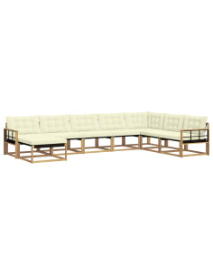 Set di divani da esterno con cuscino 8 pcs Bianco e Crema 2