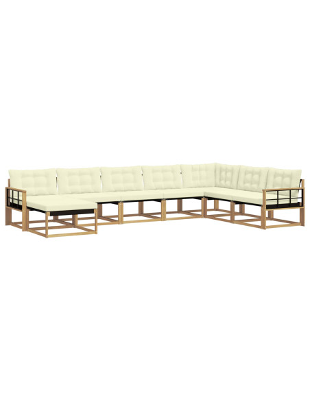 Set di divani da esterno con cuscino 8 pcs Bianco e Crema