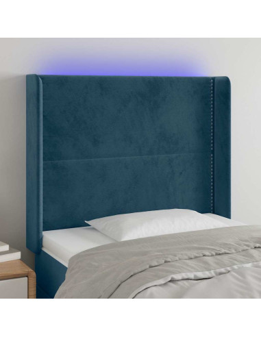 Testiera a LED Blu Scuro 83x16x118/128 cm in Velluto