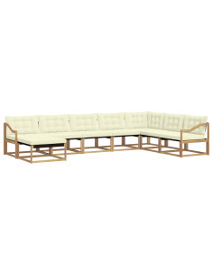 Set di divani da esterno con cuscino 8 pcs Bianco e Crema 2