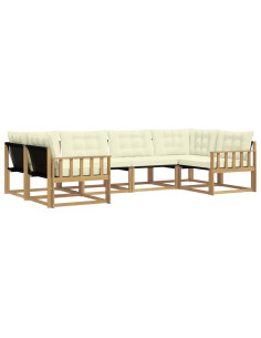 Set di divani da esterno con cuscino 6 pcs Bianco e Crema 2