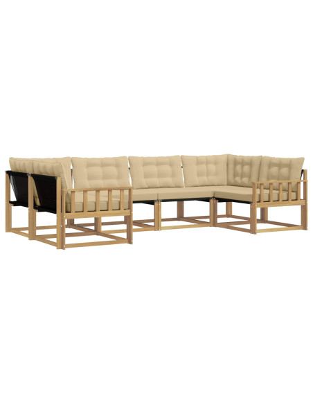 Set di divani da esterno con cuscino 6 pcs Bianco e Beige