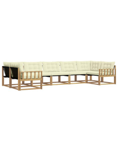 Set di divani da esterno con cuscino 7 pcs Bianco e Crema 2