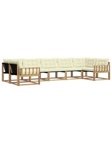 Set di divani da esterno con cuscino 7 pcs Bianco e Crema