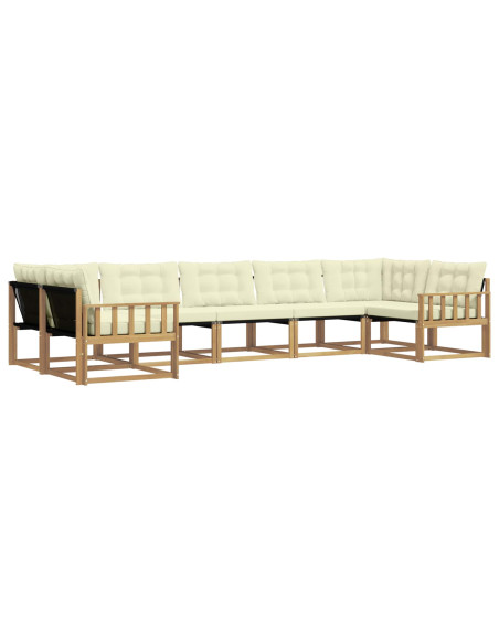 Set di divani da esterno con cuscino 7 pcs Bianco e Crema