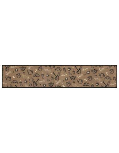 Tappeto da Cucina Lavabile Marrone Mattutino 60x300 cm Velluto