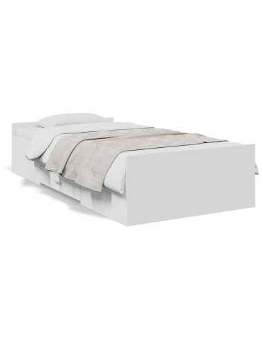 Giroletto con Cassetti Bianco 90x190 cm in Legno Multistrato