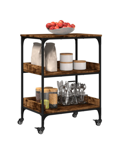Carrello da Cucina Rovere Fumo 60x41x80,5 cm Legno Multistrato