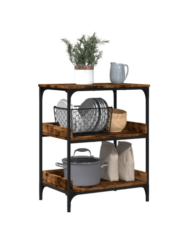 Carrello da Cucina Rovere Fumo 60x41x80,5 cm Legno Multistrato