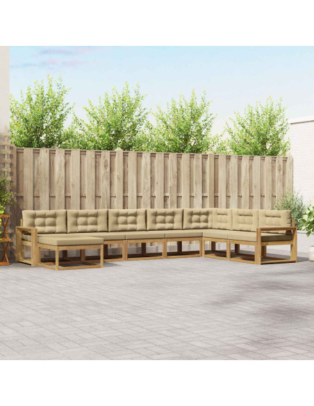 Set di divani da esterno 8 pcs Bianco e Beige