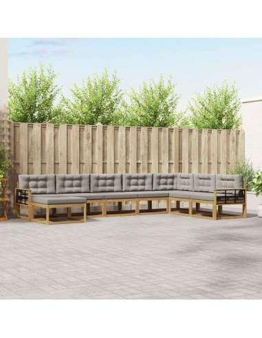 Set di divani da esterno 8 pcs Bianco e Grigio Chiaro