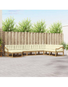 Set di divani da esterno 8 pcs Bianco e Crema