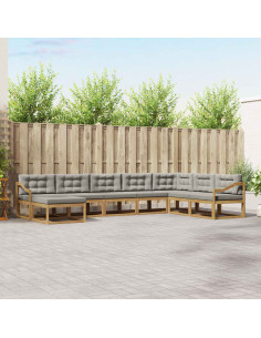 Set di divani da esterno 8 pcs Bianco e Grigio Chiaro