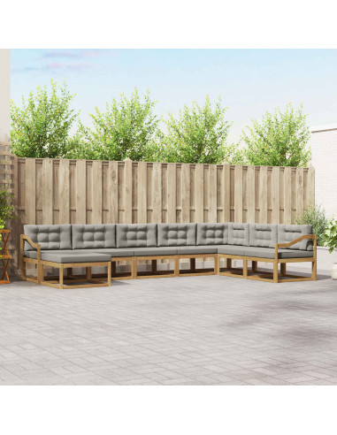 Set di divani da esterno 8 pcs Bianco e Grigio Chiaro