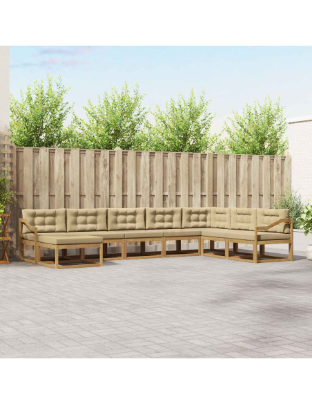 Set di divani da esterno 8 pcs Bianco e Beige