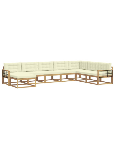 Set di divani da esterno 8 pcs Bianco e Crema