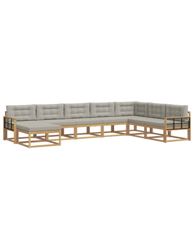 Set di divani da esterno 8 pcs Bianco e Grigio Chiaro