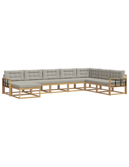Set di divani da esterno 8 pcs Bianco e Grigio Chiaro
