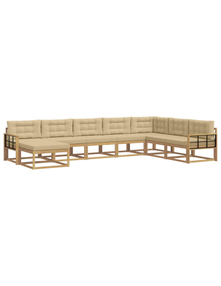 Set di divani da esterno 8 pcs Bianco e Beige
