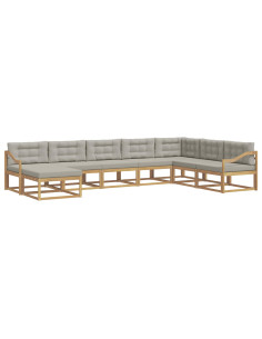 Set di divani da esterno 8 pcs Bianco e Grigio Chiaro 2
