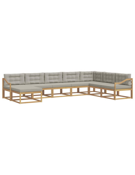Set di divani da esterno 8 pcs Bianco e Grigio Chiaro