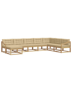 Set di divani da esterno 8 pcs Bianco e Beige 2