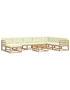 Set di divani da esterno 9 pcs Bianco e Crema 2