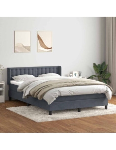 Giroletto a Molle con Materasso Grigio Scuro 160x210 cm Velluto