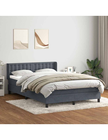 Giroletto a Molle con Materasso Grigio Scuro 160x210 cm Velluto