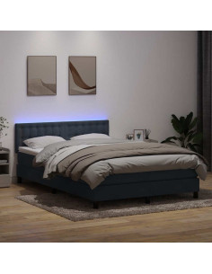 Letto a Molle con Materasso e LED Grigio Scuro 160x210 cm Velluto