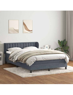 Giroletto a Molle con Materasso Grigio Scuro 160x210 cm Velluto
