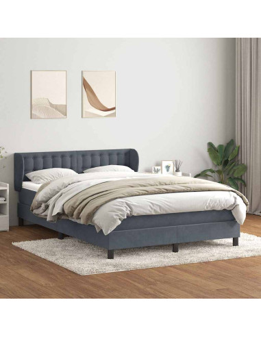 Giroletto a Molle con Materasso Grigio Scuro 160x210 cm Velluto