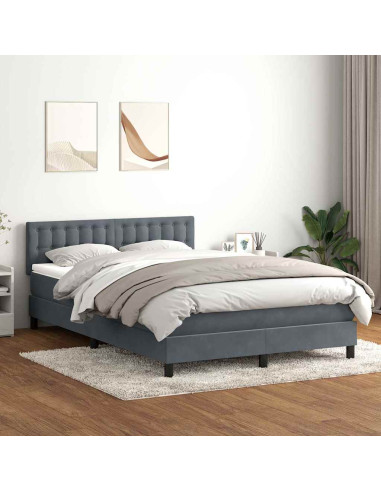 Giroletto a Molle con Materasso Grigio Scuro 160x210 cm Velluto