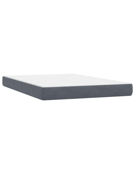Giroletto a Molle con Materasso Grigio Scuro 160x210 cm Velluto