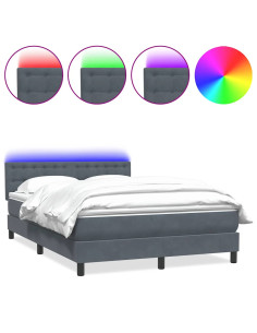 Letto a Molle con Materasso e LED Grigio Scuro 160x210 cm Velluto 2