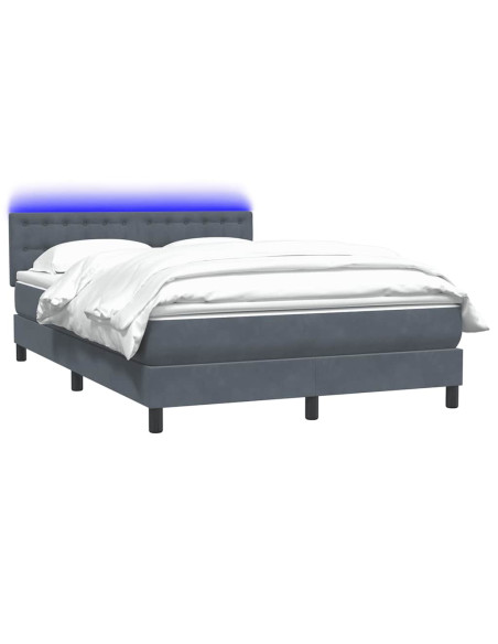 Letto a Molle con Materasso e LED Grigio Scuro 160x210 cm Velluto