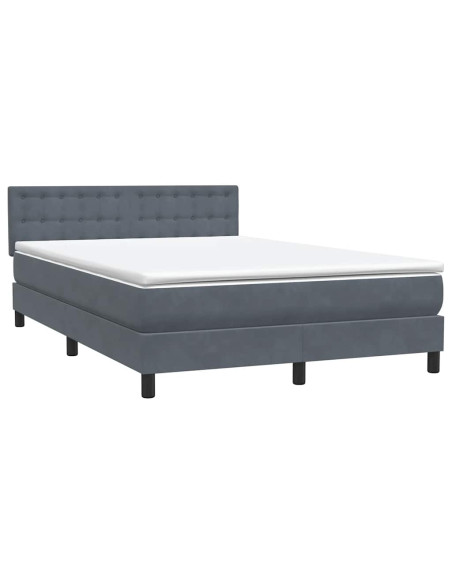 Letto a Molle con Materasso e LED Grigio Scuro 160x210 cm Velluto
