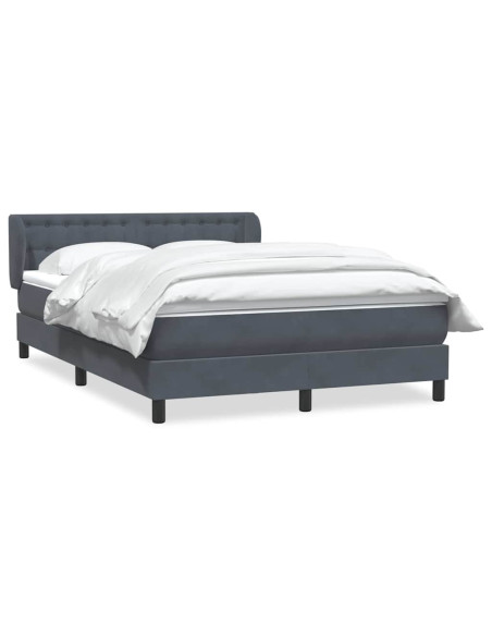 Giroletto a Molle con Materasso Grigio Scuro 160x210 cm Velluto