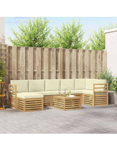 Set di divani da esterno 8 pcs Bianco e Crema 59 x 59 x 37 cm